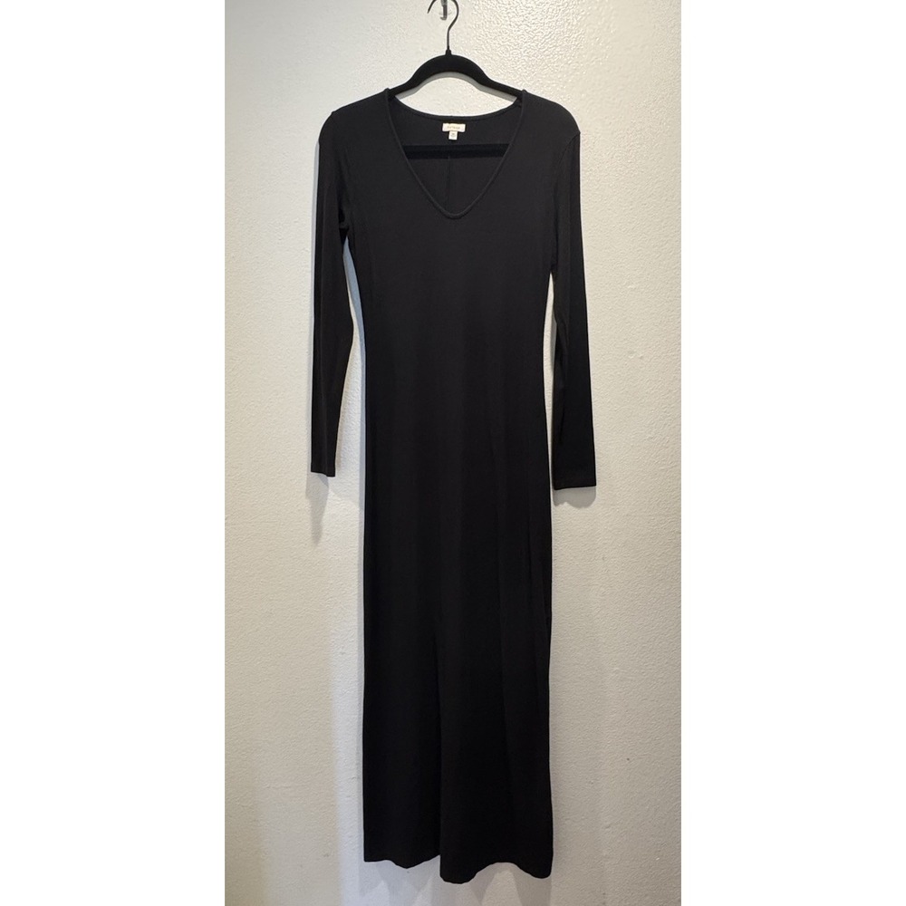CUYANA Size XS Black Pima Cotton Modal Long Sleeve Maxi Dress Minimalist Boho